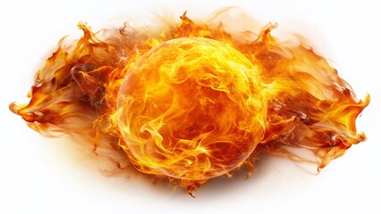 Macro Fireball, Fiery Orb, Isolated Burning Sphere, Hot Plasma, Combustion Energy