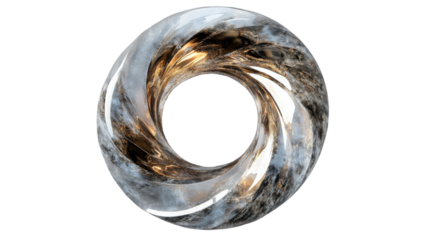 Abstract swirling torus with transparent background creating visual vortex
