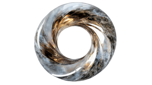 Abstract swirling torus with transparent background creating visual vortex