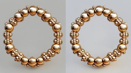 Obraz premium A before-and-after shot of a gold bracelet cleaned with a premium solution