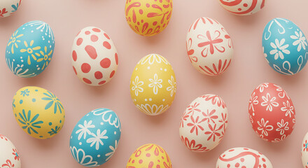 Seamless pastel Easter egg pattern background for greeting cards, packaging, digital designs, and festive decorations