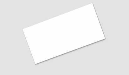 A realistic mockup of a blank white rectangular card placed at an angle on a light gray background.