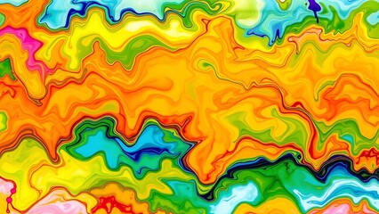 Obraz premium vibrant abstract painting with variety of colors, including red, orange, yellow, green, blue, and purple, composed wavy lines, creating mesmerizing effect