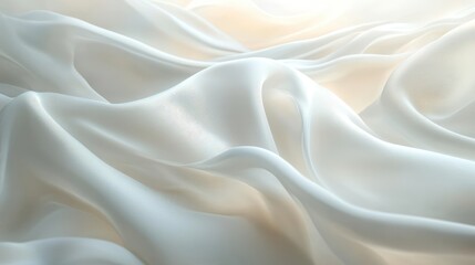 Obraz premium Delicate ivory silk fabric elegantly drapes, creating a soft and serene atmosphere.