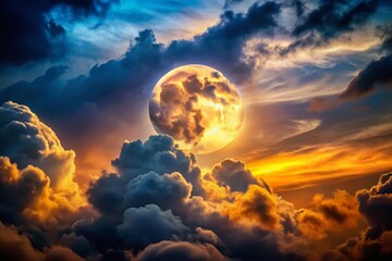 Fototapeta premium Majestic Full Moon Timelapse Silhouette: Clouds Parting to Reveal Lunar Glow