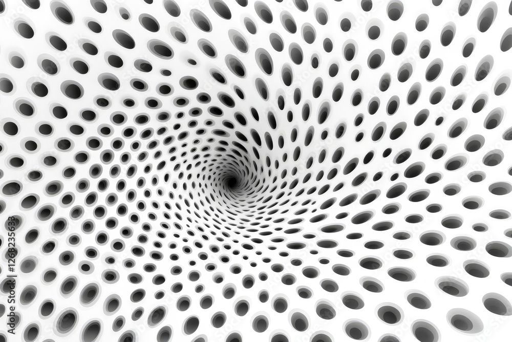 Poster abstract black and white vortex pattern with optical illusion effect creating depth movement and hyp