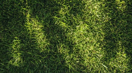 A vibrant patch of green grass illuminated by sunlight, displaying a naturally fresh and lush texture.