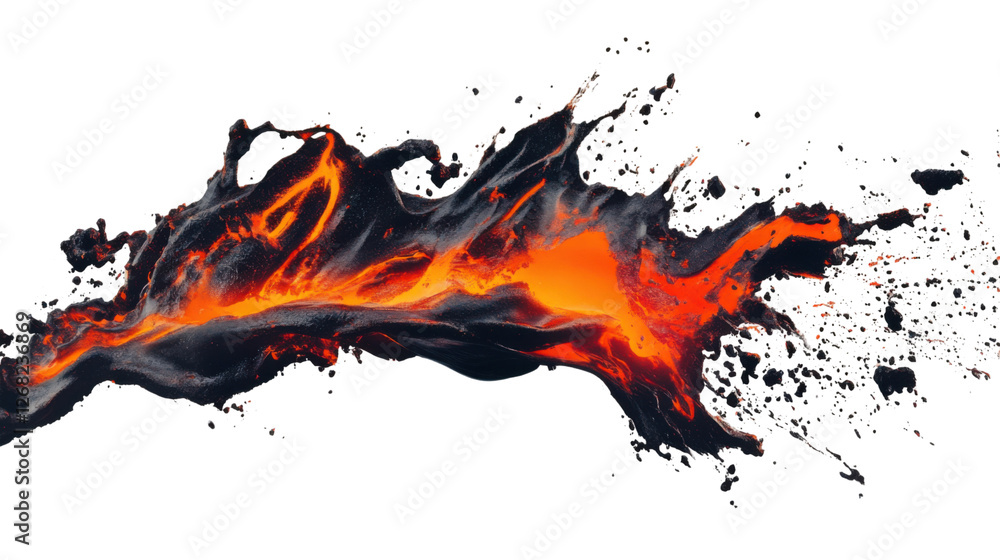 Poster realistic lava splashing with transparent background