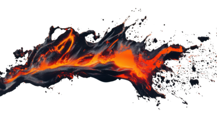 Realistic lava splashing with transparent background