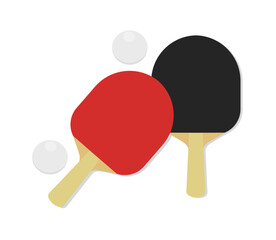 table tennis bats and ball, ping pong racket with white balls vector