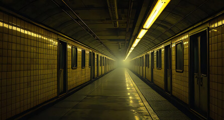 Eerie Backrooms Metro Station – Liminal, Surreal, and Infinite