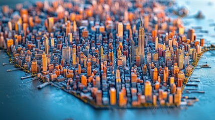 Obraz premium Manhattan Skyline: A 3D Model of the Iconic New York City