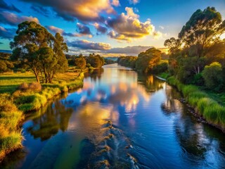 Fototapeta premium Maukuru River Dusk: Serene Landscape Photography