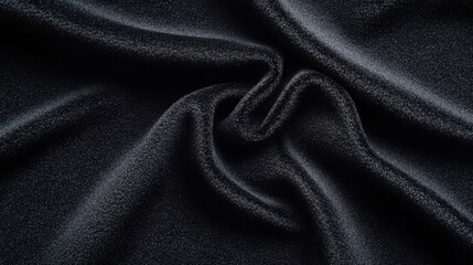 Close-up of luxurious black fabric with a soft, shimmering texture, perfect for elegant fashion or interior design projects.