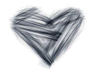 Obraz premium Abstract heart sketch with dynamic black pencil strokes symbolizing passion and artistic energy in minimalist style for creative illustration and emotional concept artwork