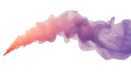 Colorful smoke trail forming a gradient on transparent background