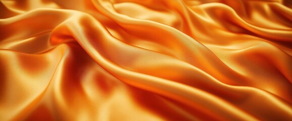 Obraz premium Golden Silk Fabric with Smooth Folds and Shiny Sheen for Luxurious Background