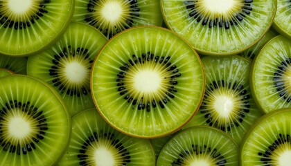 Fresh Kiwi Slices Pattern &ndash; Vibrant Green Fruit Background
