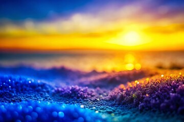 Miniature Colorful Landscape: Purple, Blue, Yellow Gradient Background Tilt-Shift Photography