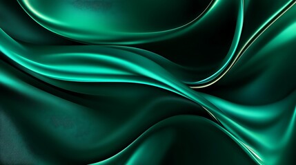 Obraz premium A shimmering green fabric flows gracefully, showcasing smooth curves and vibrant textures, creating an elegant visual effect.