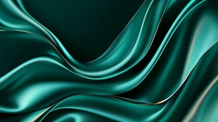 Obraz premium A flowing, silky fabric in rich teal tones, showcasing elegant curves and soft shadows, evoking a sense of luxury and sophistication.