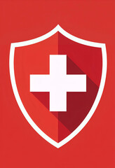 Obraz premium Medical shield with cross in geometric style, health protection