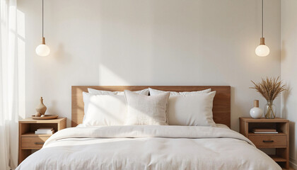 Modern bedroom with cozy decor and natural light