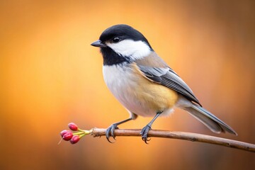 Minimalist Black-capped Chickadee on Branch - Nature Stock Photo