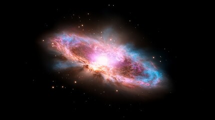 Fototapeta premium Cosmic collision Galaxy merging in space. Background stars. Science illustration