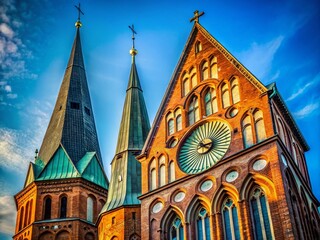Minimalist Konigsberg Cathedral Spire and Clock Tower - Architectural Detail