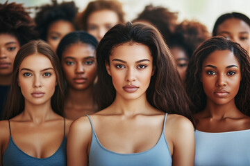 Obraz premium Portrait of diverse group of beautiful women with natural beauty 