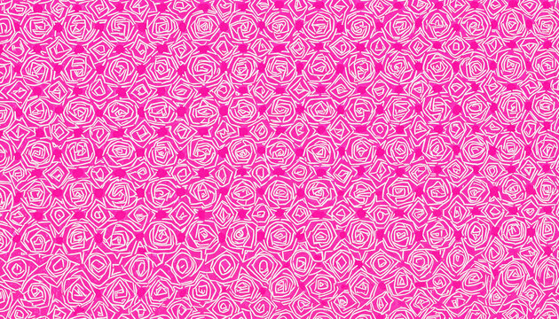 Vibrant geometric rose pattern on pink background, modern design