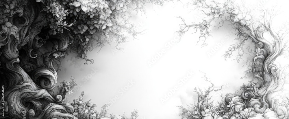 Poster monochrome abstract texture background with intricate patterns and decorative elements