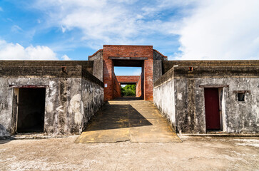 Old building view of the Cihou Fort in Kaohsiung, Taiwan. It is a historical fortress protecting...