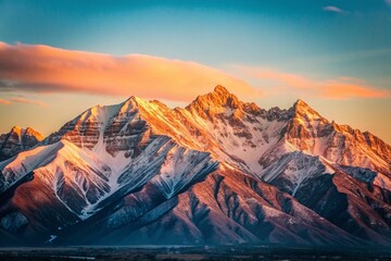 Minimalist Provo Utah Skyline: Twin Peaks Mountain Range at Dawn
