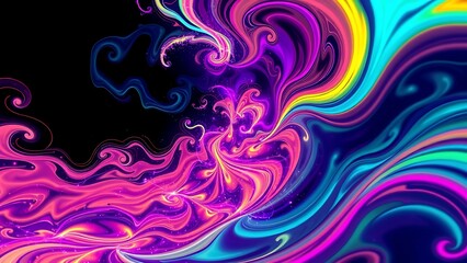Fototapeta premium vibrant and colorful abstract painting on black background, composed of variety colors, including blues, greens, yellows, pinks, creating mesmerizing