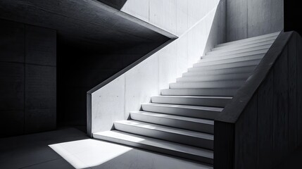 Obraz premium Concrete Staircase in Modern Architectural Space with Light and Shadow