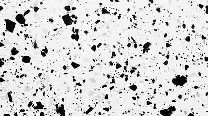 Fototapeta premium Black and white abstract texture with scattered shapes and patterns, creating modern and artistic feel. Perfect for backgrounds or design elements