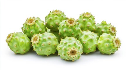 Fototapeta premium Fresh Green Cactus Fruit with Spiky Exterior and Natural Texture
