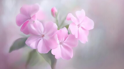 Fototapeta premium Soft watercolor flowers in pastel hues, evoking gentle beauty and serenity.