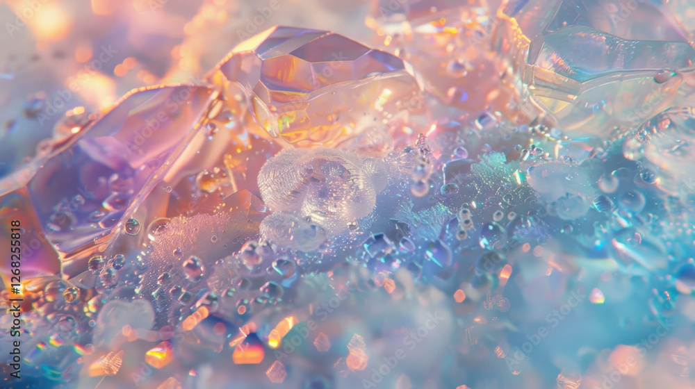 Aufkleber colorful abstract background with sparkling crystals and bubbles, creating dreamy and ethereal atmos