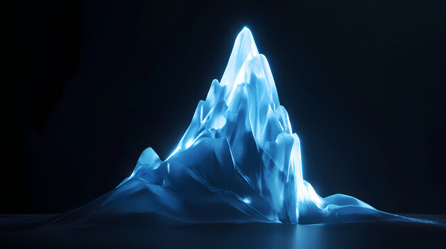 Glowing spire of ice against a black background. Illuminated Ice Spires. Illustration