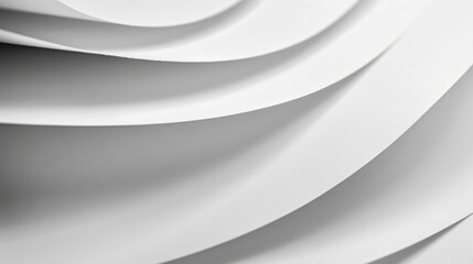 Obraz premium Smooth white paper curves create elegant and minimalist background, showcasing texture and depth. Ideal for design projects and artistic presentations