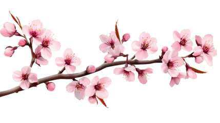 Blooming cherry blossom branch on transparent background