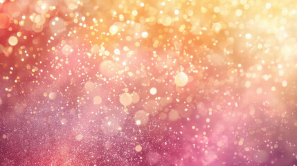 Bright and colorful bokeh background with golden and pink hues, creating dreamy and festive atmosphere. Perfect for celebrations and artistic designs
