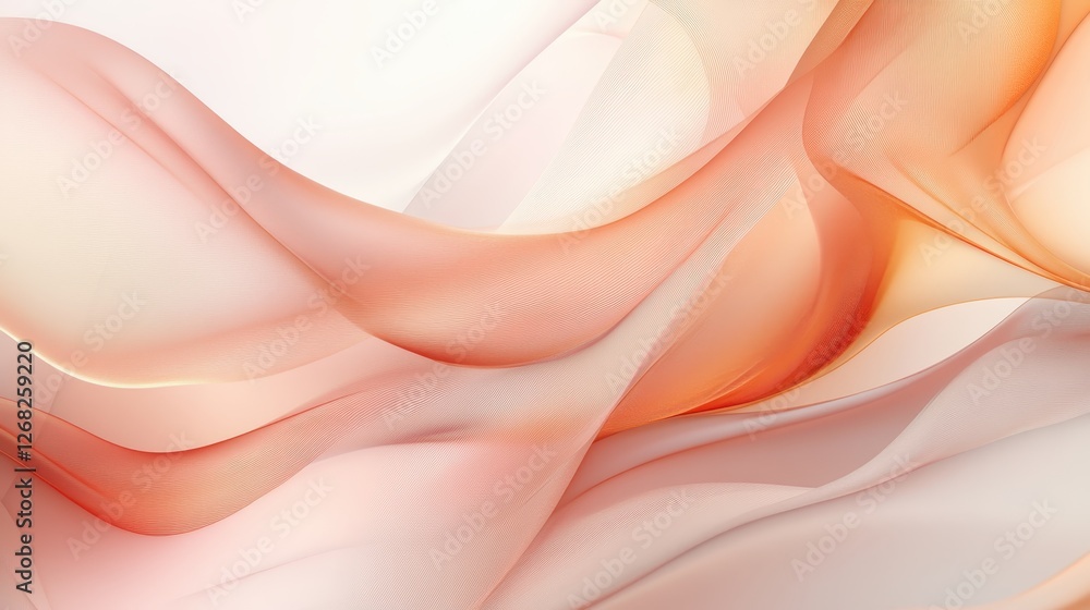 Poster a modern abstract design with sweeping curves in deep rose, peach, and soft gold that give the illus