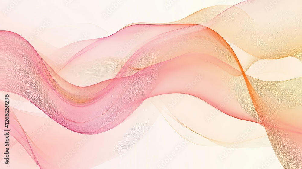 Poster a modern abstract design with sweeping curves in deep rose, peach, and soft gold that give the illus