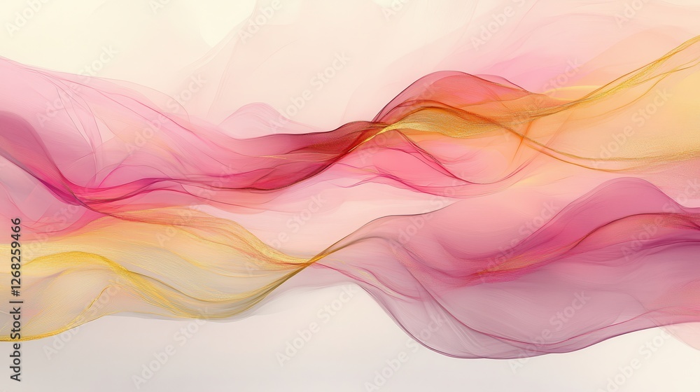 Aufkleber a modern abstract design with sweeping curves in deep rose, peach, and soft gold that give the illus