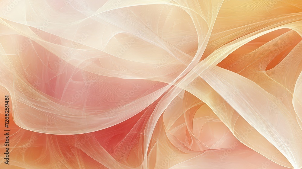 Aufkleber a modern abstract design with sweeping curves in deep rose, peach, and soft gold that give the illus