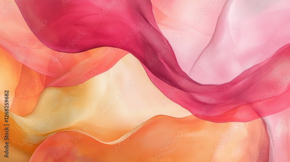 Poster a modern and minimalist abstract design with sweeping curves in deep rose, peach, and soft gold. the